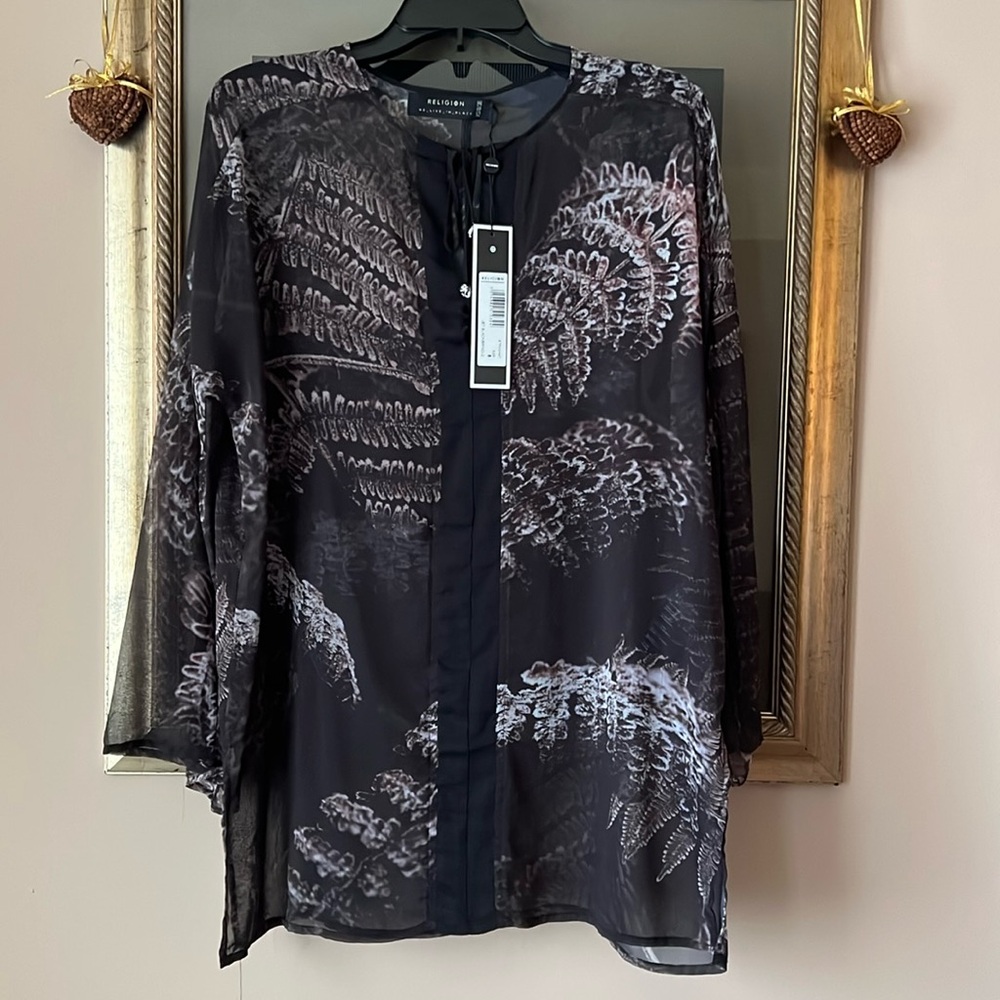 NWT Religion Clothing Jet Black Brindle Tunic 8